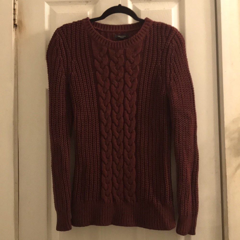 Nautica Burgundy Cable knit Sweater